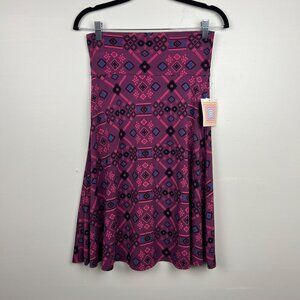NWT LuLaRoe Women's Pink Patterned AZURE Stretch A Line Skirt Size Small